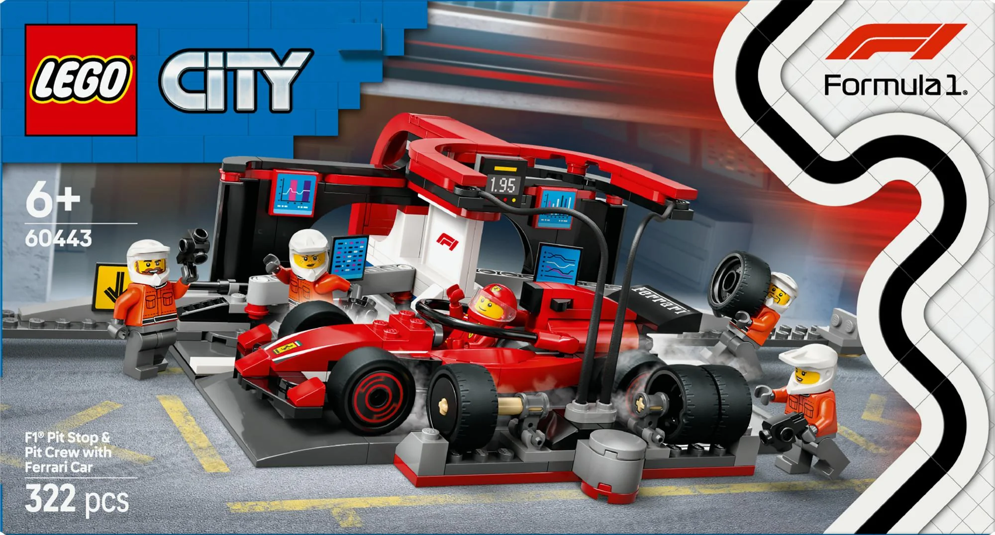 LEGO 60443 City F1 Pit Stop with Pit Crew and Ferrari Racer