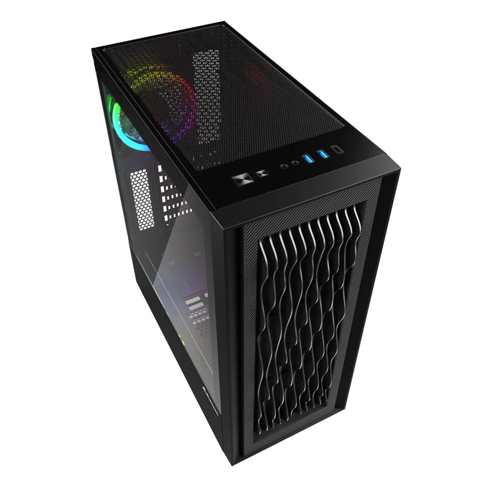 Sharkoon RGB WAVE. pc case (black. tempered glass side panel)
