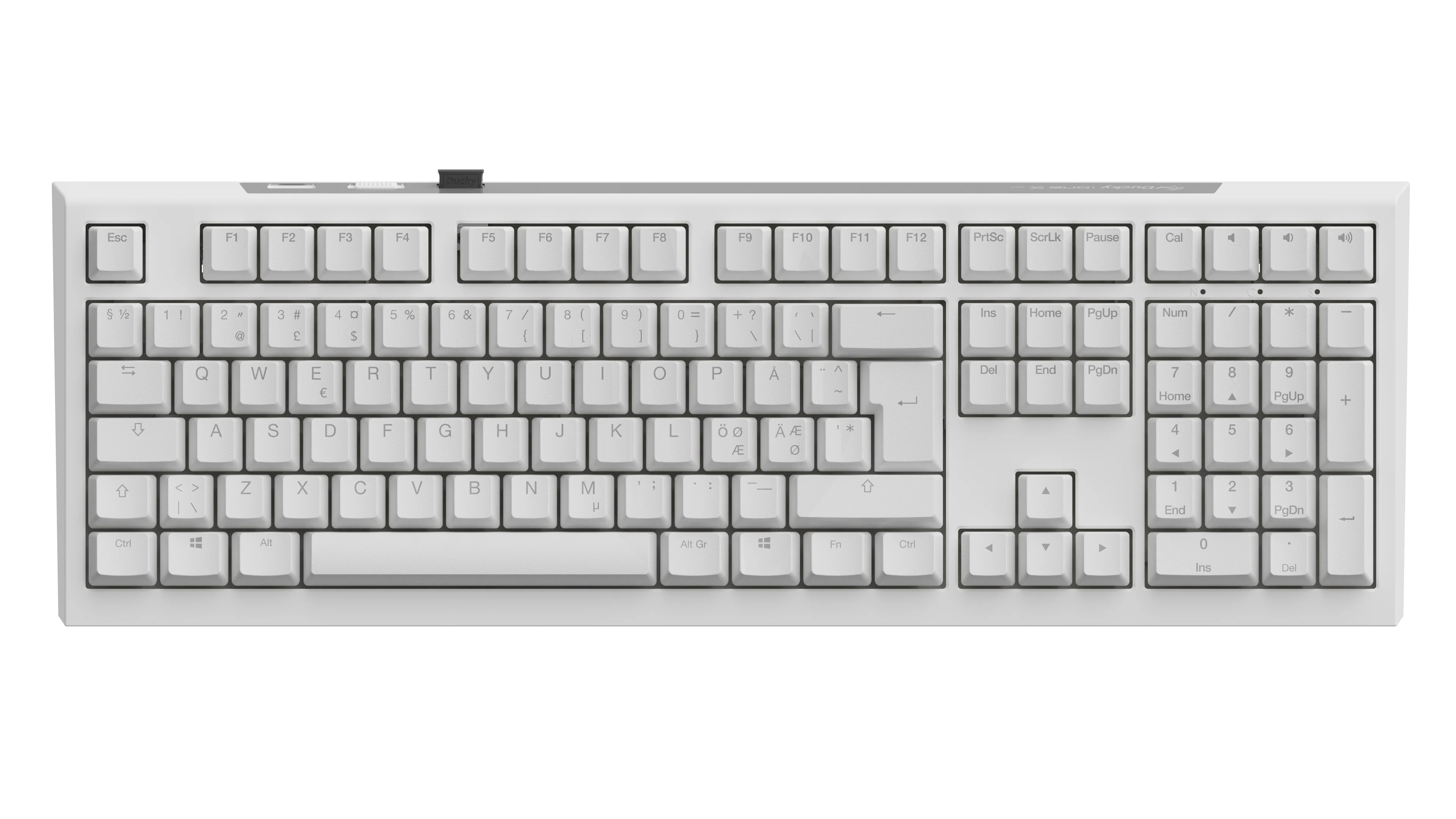Ducky One X - White Nordic - Fullsize 100% - Ducky Inductive Switch (analog) Tri-Mode (Trådløs. BT. Cord)