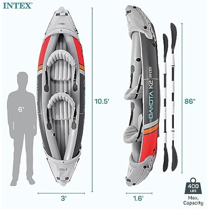 INTEX 2-Person Inflatable Kayak Set.Dakota K2 with 86in Oar