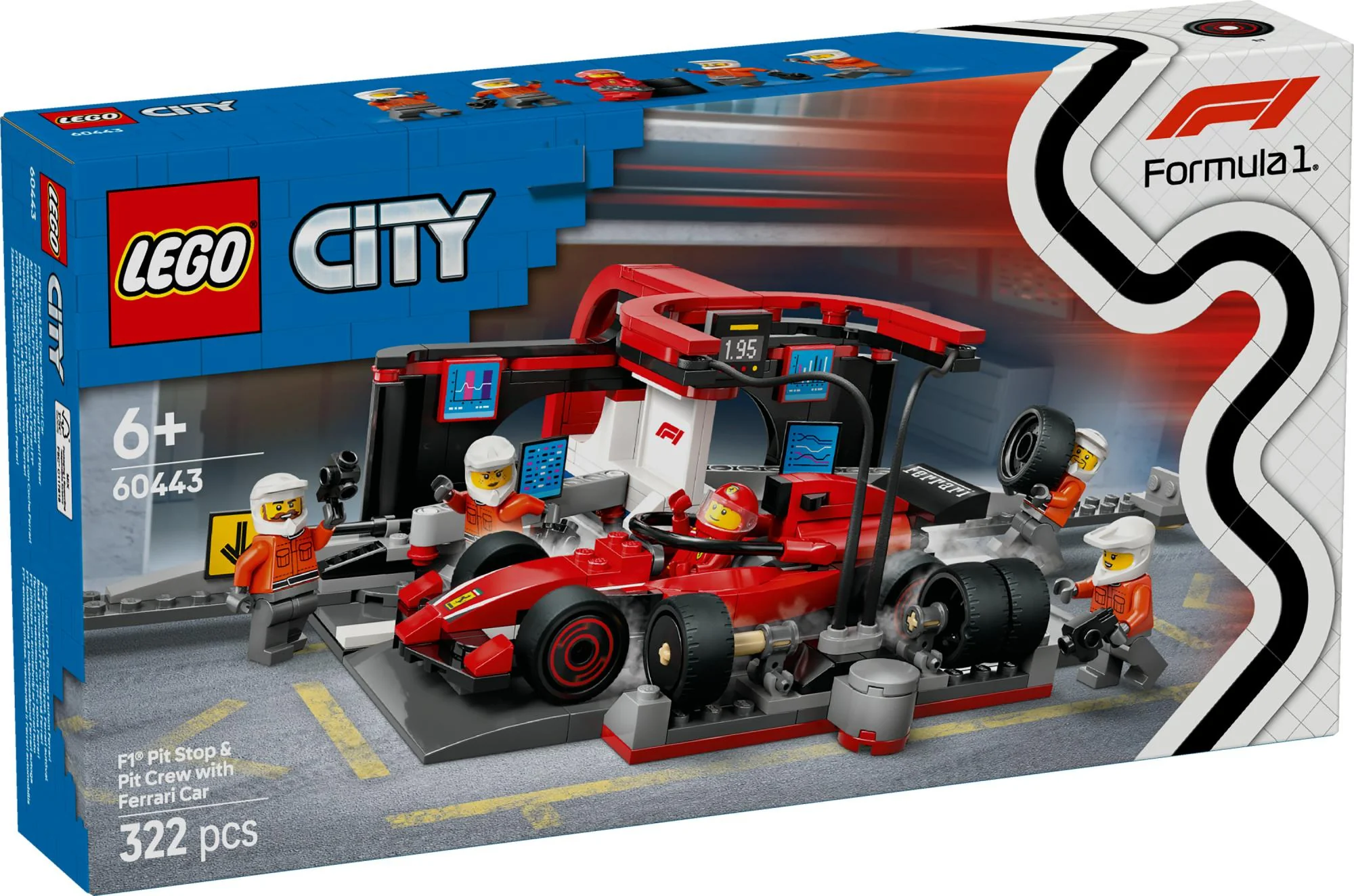 LEGO 60443 City F1 Pit Stop with Pit Crew and Ferrari Racer
