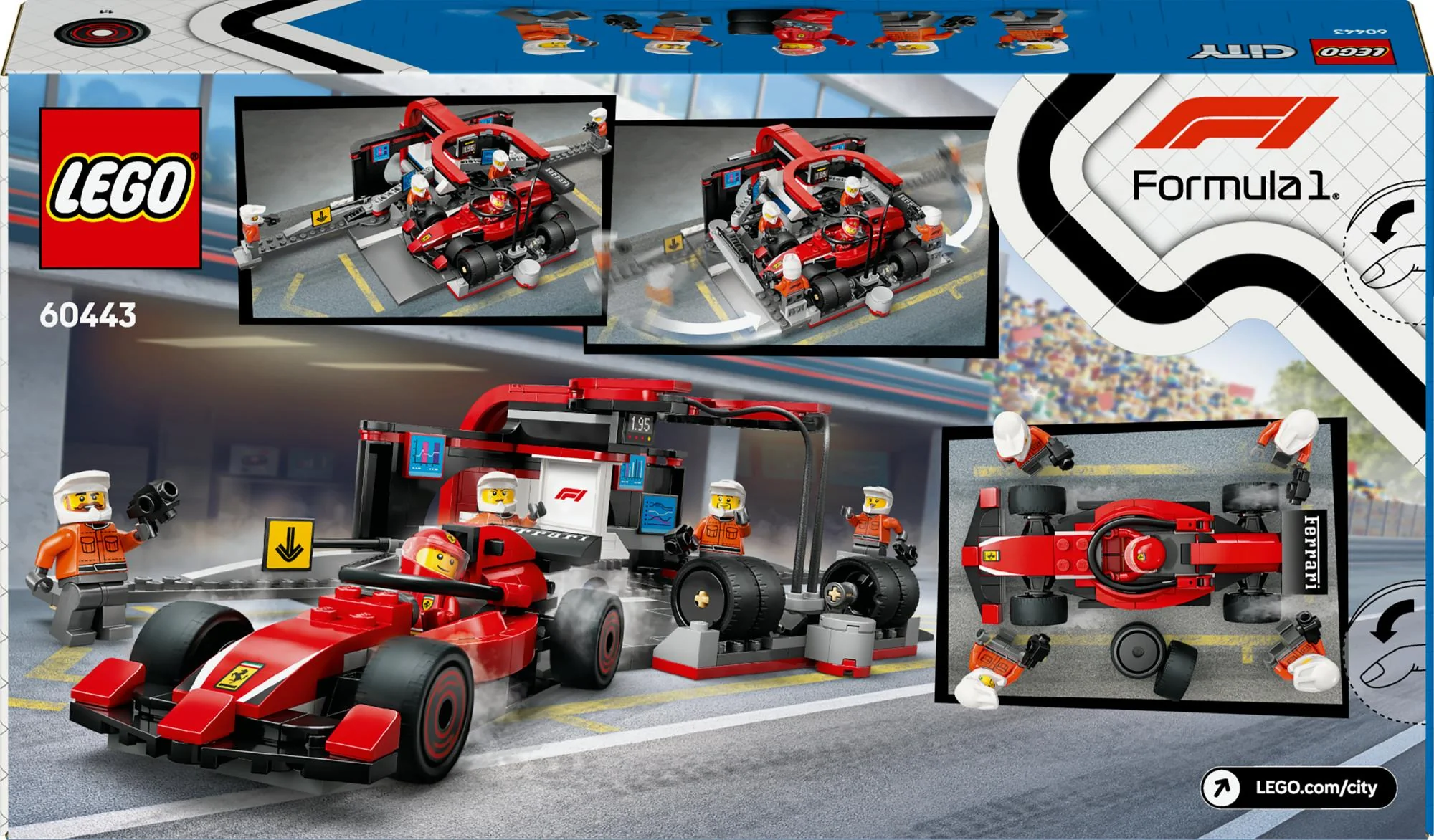 LEGO 60443 City F1 Pit Stop with Pit Crew and Ferrari Racer
