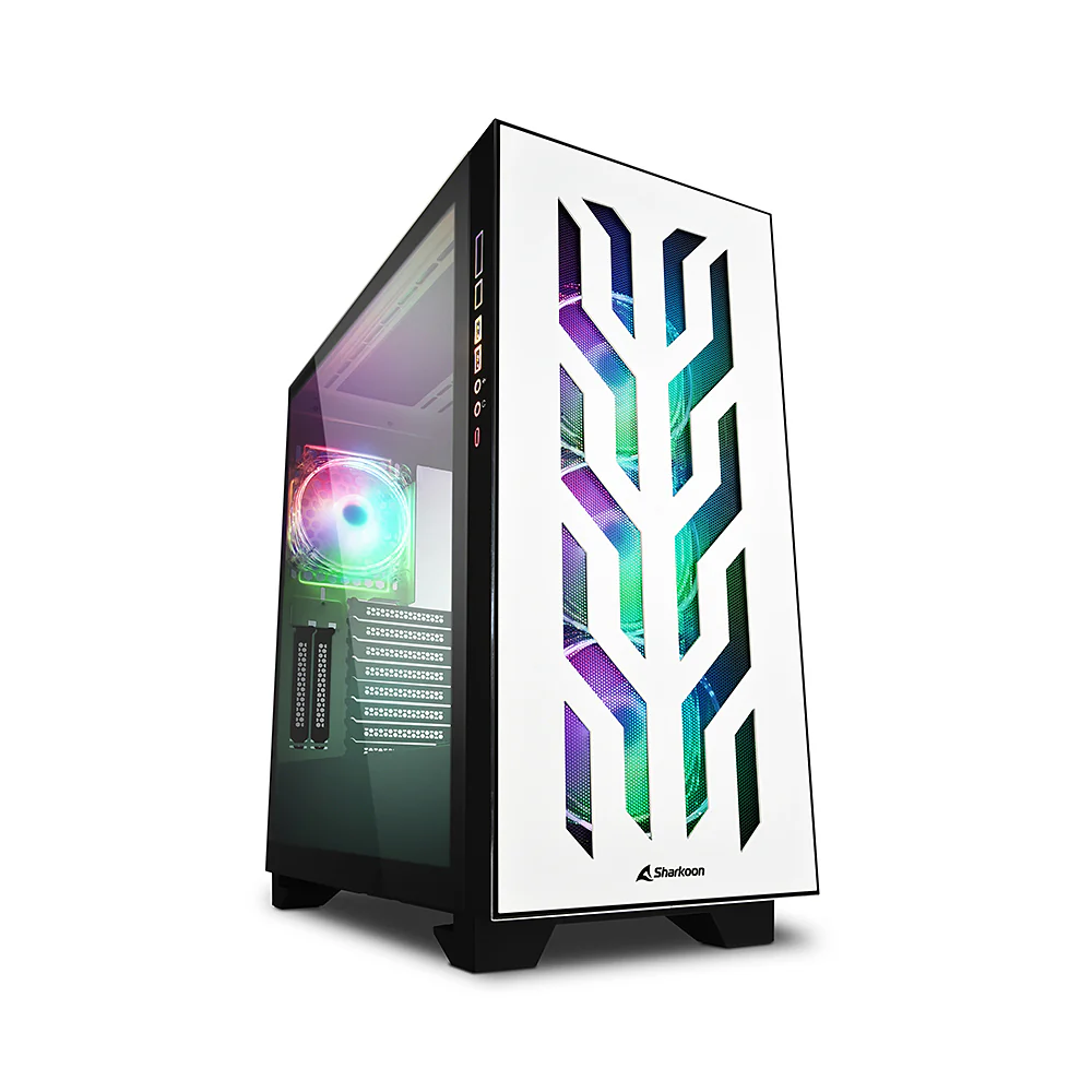 Sharkoon ELITE SHARK CA300T. big tower case (white. 2x tempered glass)