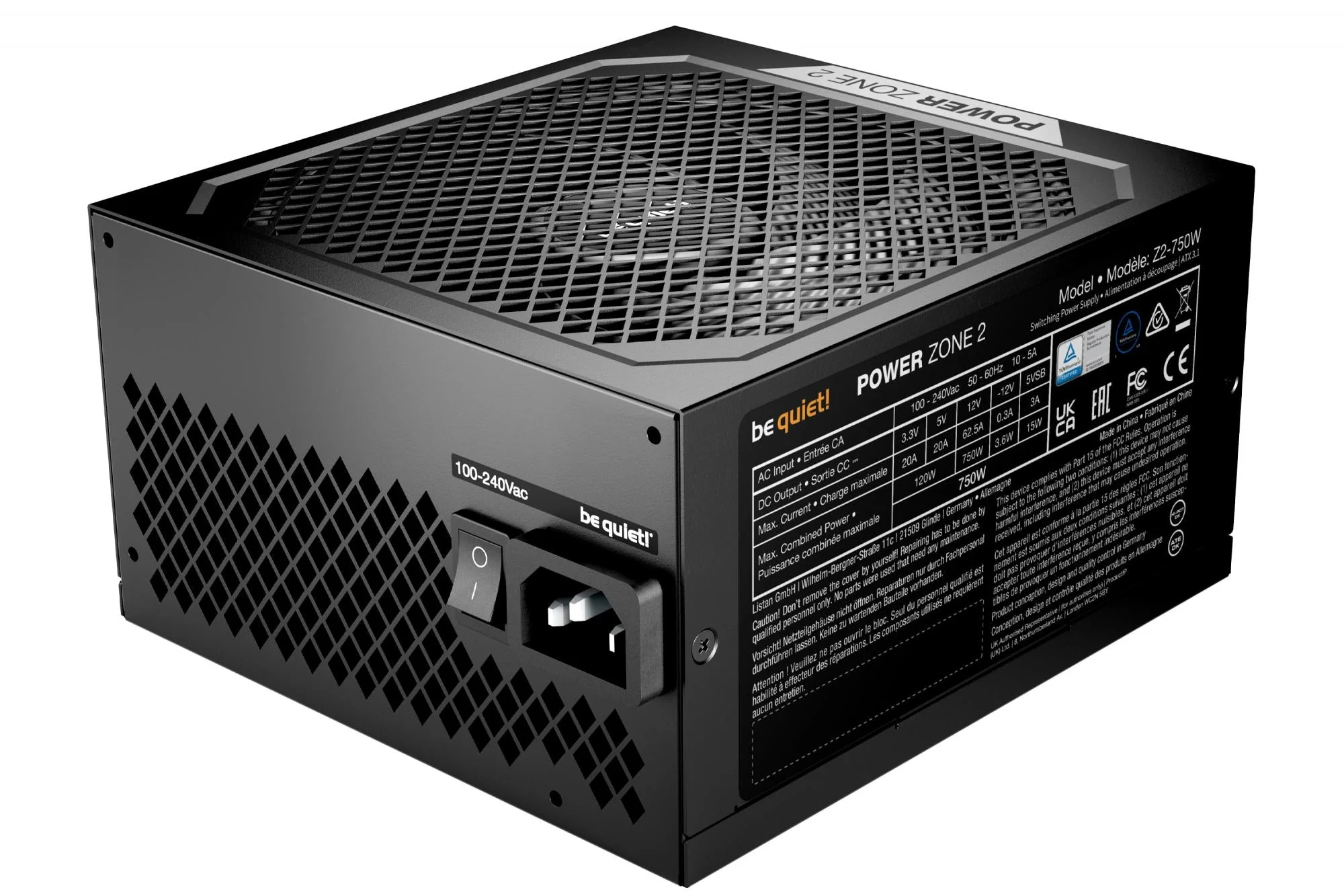Be quiet POWER ZONE 2 750W (black. 1x 12 pin high power GPU. 3x PCIe. 750 watts)