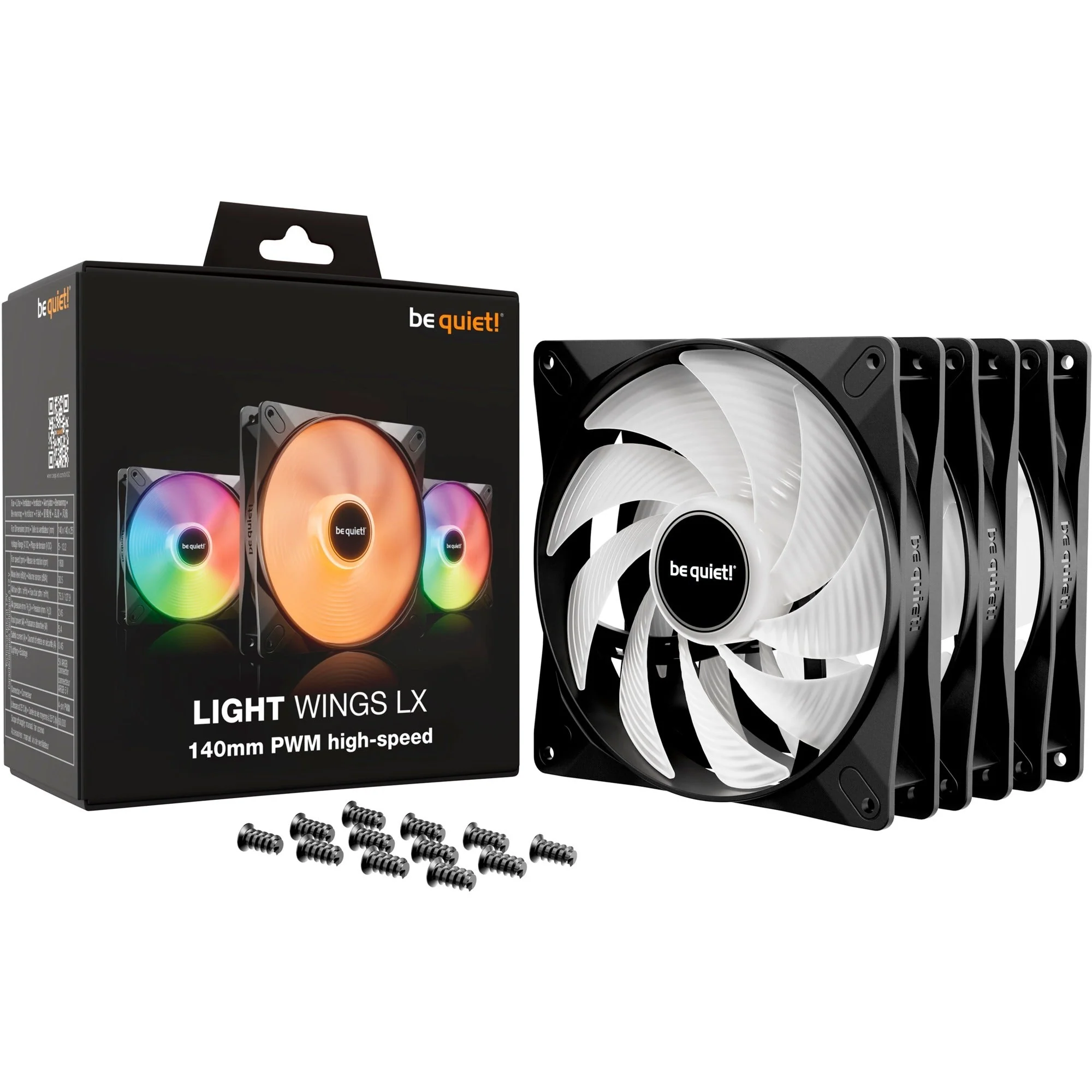 be quiet! Light Wings LX 140mm PWM high-speed triple pack. case fan (black. pack of 3)