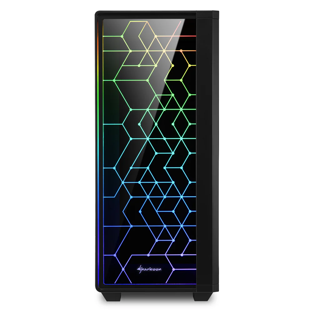 Sharkoon RGB LIT 100 tower case (black. front and side panel of tempered glass)