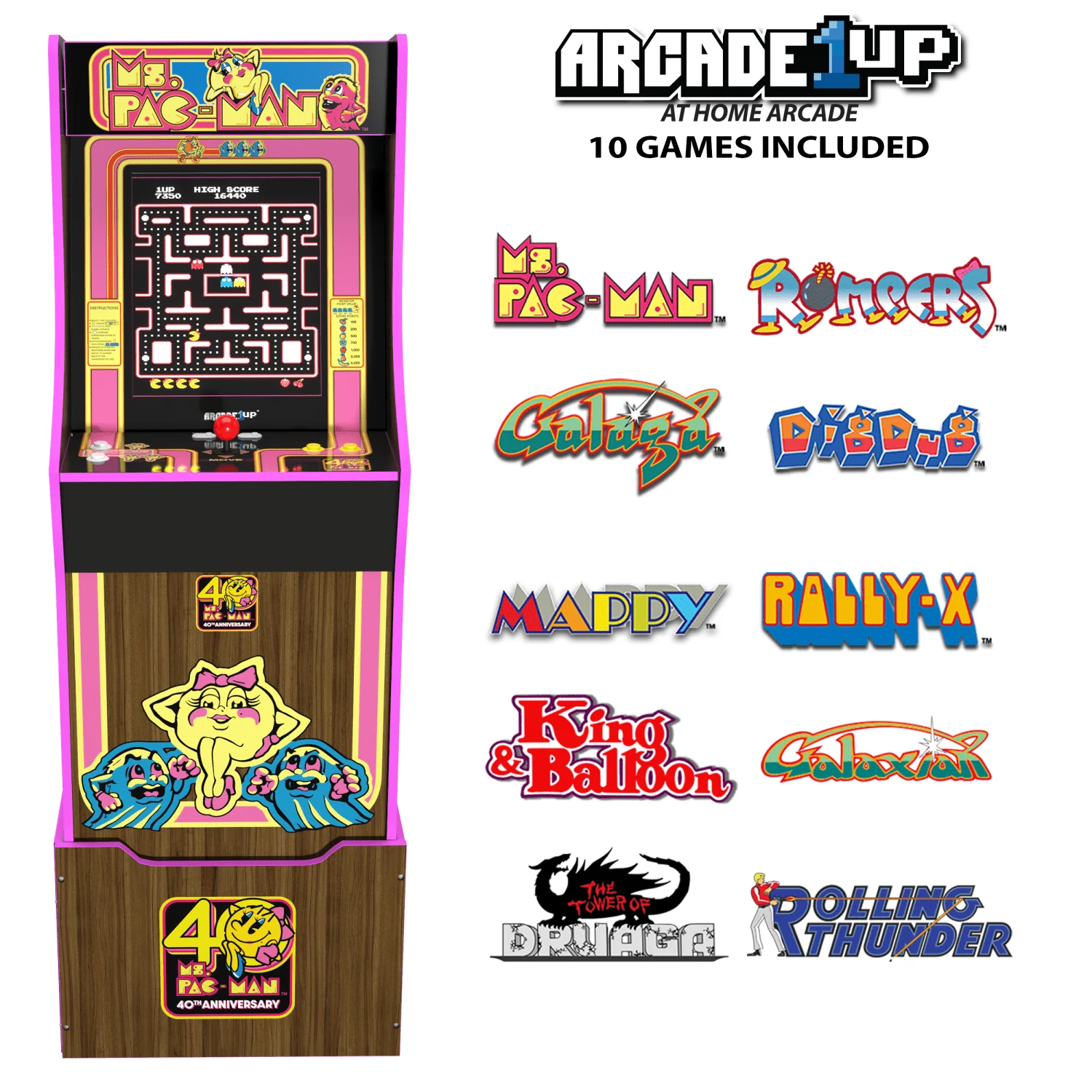 ARCADE 1 UP MS. PAC-MAN 40TH ANNIVERSARY ARCADE MACHINE