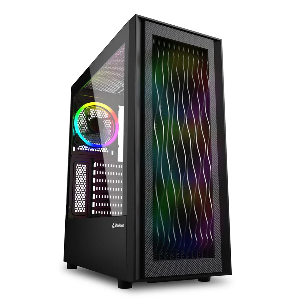 Sharkoon RGB WAVE. pc case (black. tempered glass side panel)