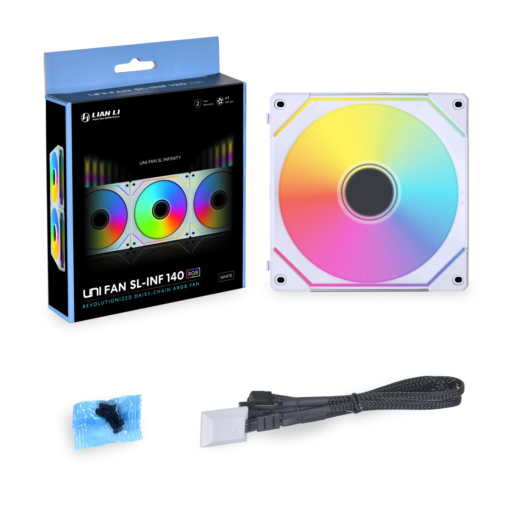 Lian li UNI FAN SL INF PWM Weiß – 140 mm. Infinity RGB. Einzelpackung