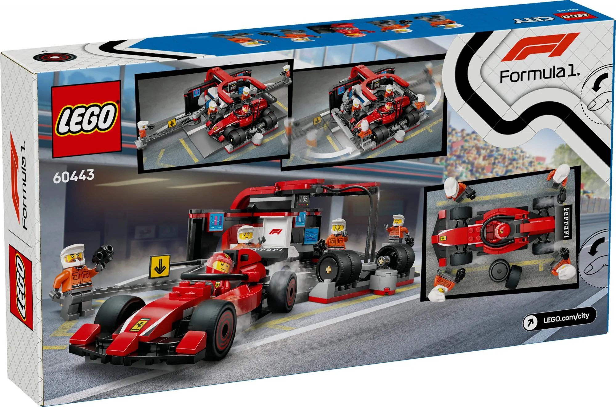 LEGO 60443 City F1 Pit Stop with Pit Crew and Ferrari Racer
