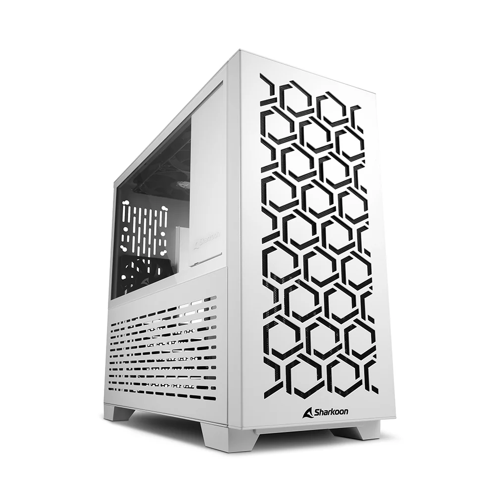 Sharkoon MS-Y1000. gaming tower case (white. tempered glass side panel)