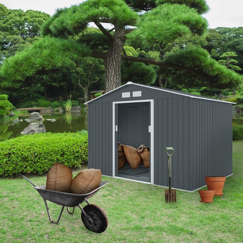 Metal Tool Shed.277 cm x 191 cm x 192 cm.Garden Shed with