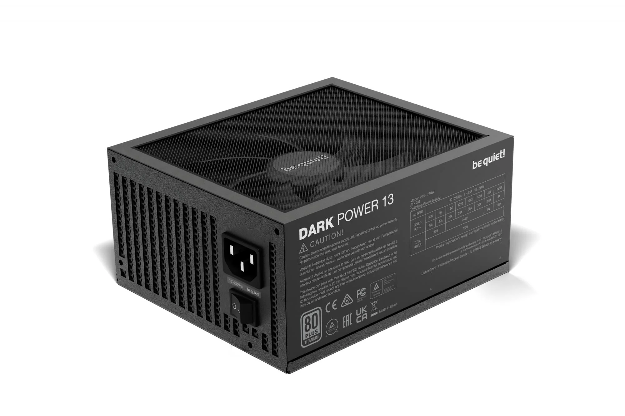 be quiet! Dark Power 13 750W. PC power supply (black. 5x PCIe. cable management. 750 watts)