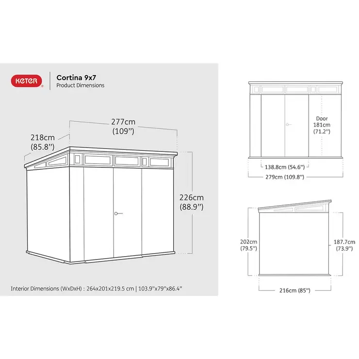 Keter Cortina 9ft 2" x 7ft (2.8 x 2.1m) Storage Shed
