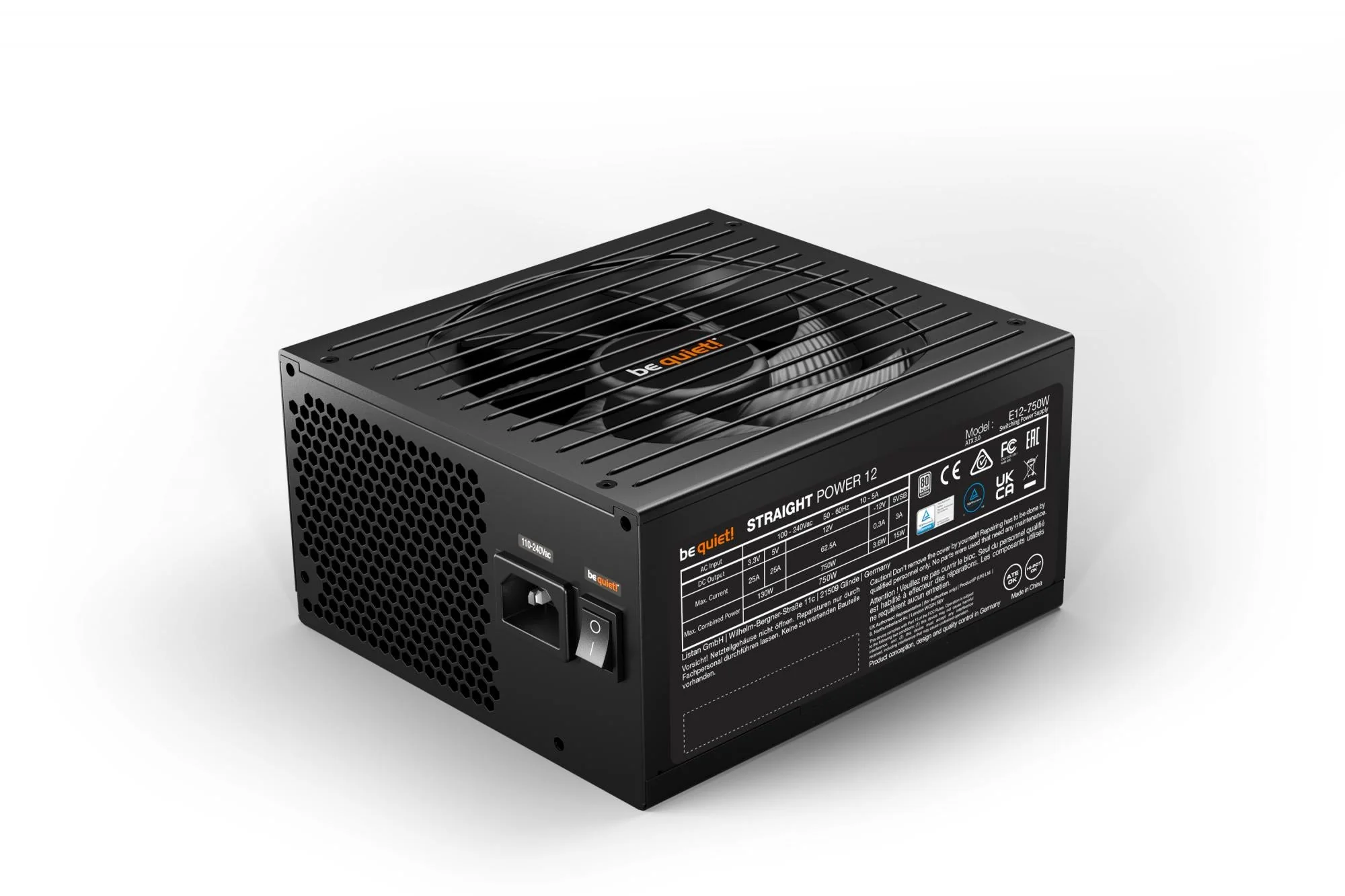 be quiet! Straight Power 12 Platinum 750W ATX3.0. PC power supply (black. 1x 12VHPWR. 4x PCIe. cable management. 750 watts)