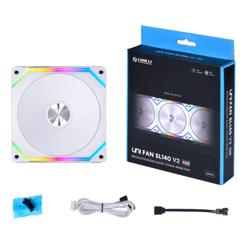 Lian Li UNI FAN SL V2 140 RGB-PWM-Lüfter. Weiß – 140 mm