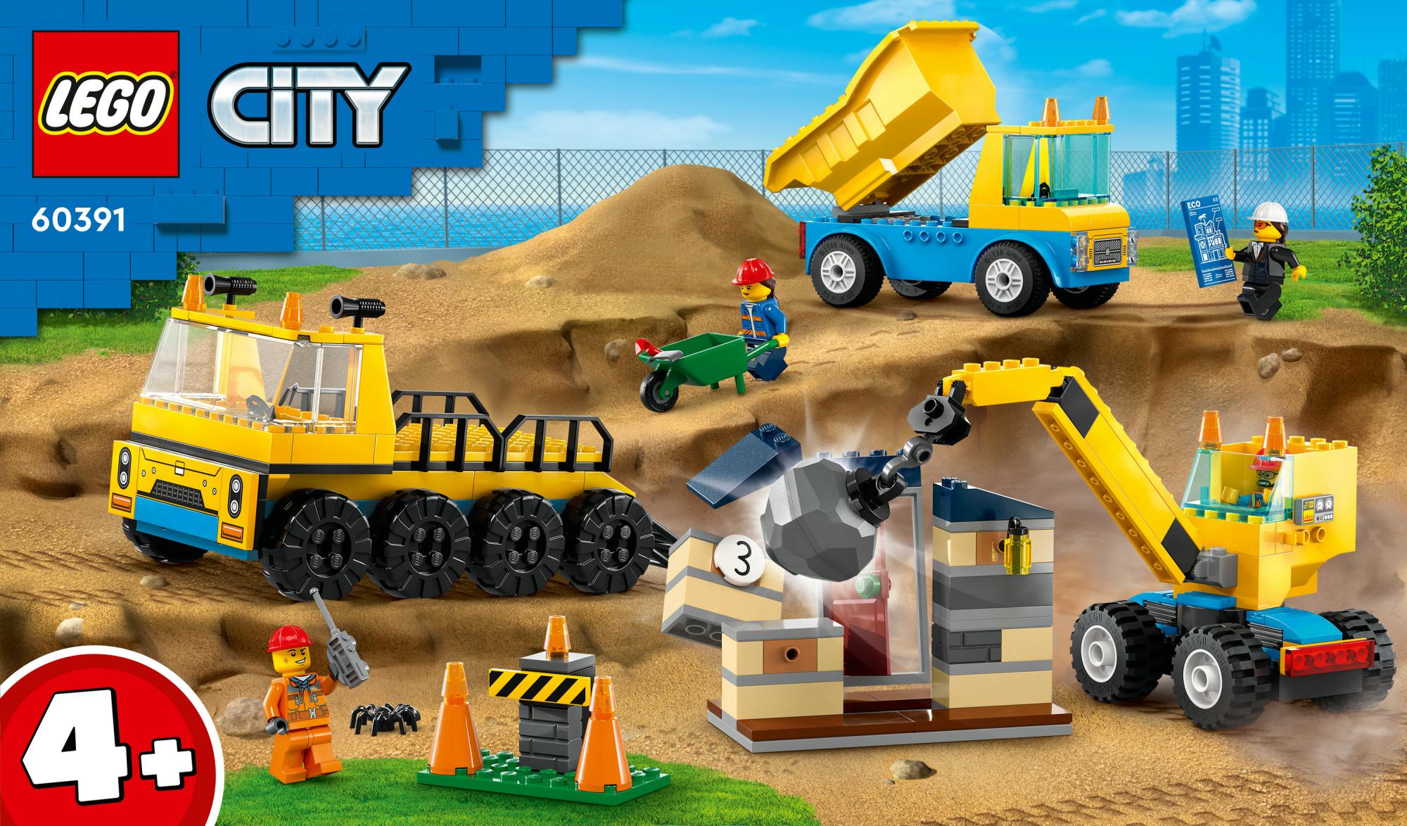 LEGO 60391 City Construction Vehicles and Crane with Wrecking Ball