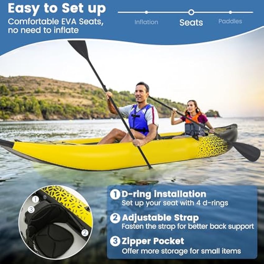 S AFSTAR Inflatable Kayak.2 Person Canoe with 507 lbs Capac