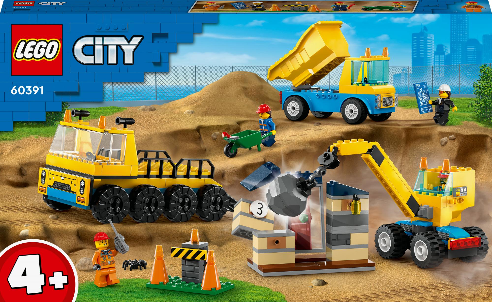 LEGO 60391 City Construction Vehicles and Crane with Wrecking Ball