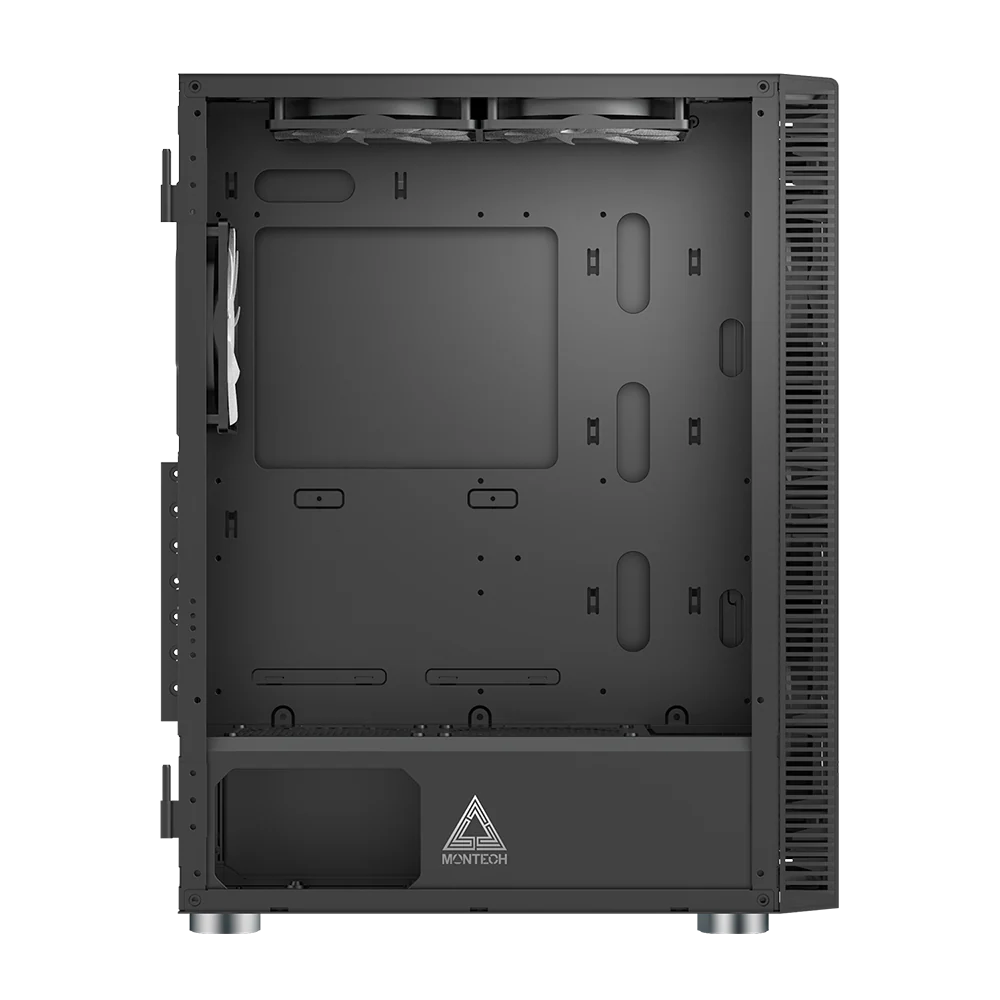 Montech X3 Glass Black – 3x 140 mm statische RGB-Lüfter + 3x 120 mm statische RGB-Lüfter. seitlich schwenkbares gehärtetes Glas