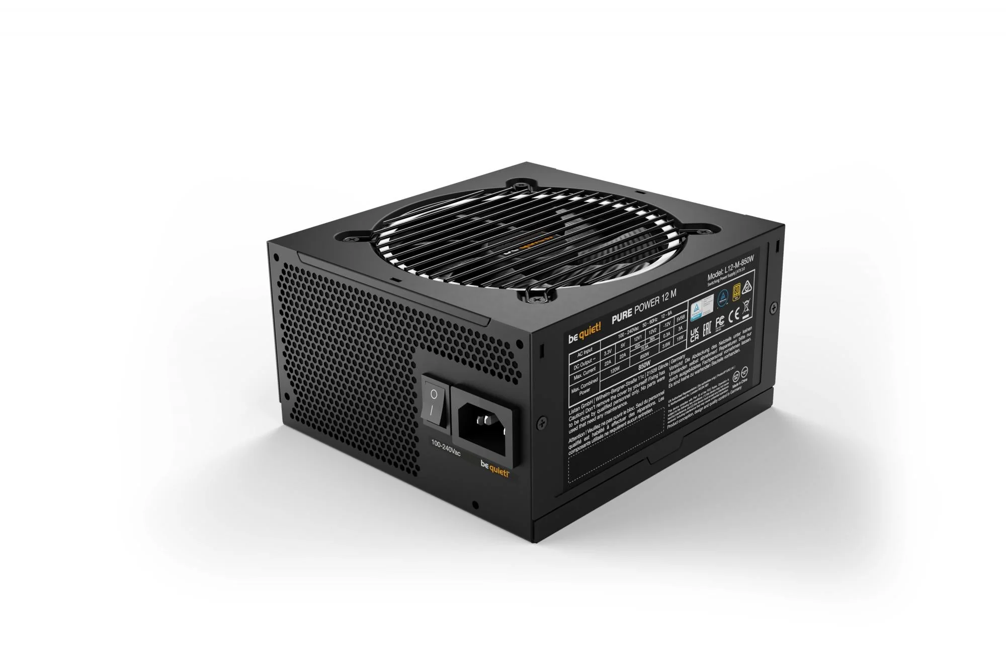 be quiet! Pure Power 12M 850W. PC power supply (black. 5x PCIe. cable management. 850 watts)