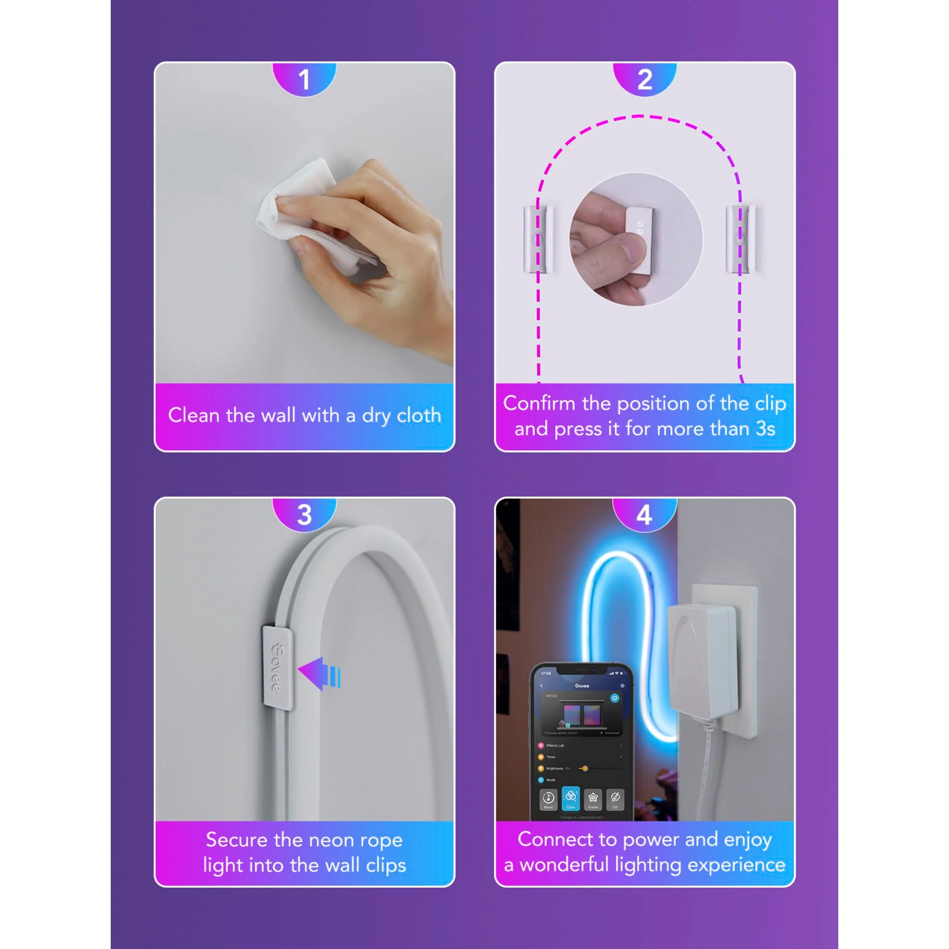 Govee 20x Clips MonteringssÆt til Neon LED strip H61A1 profil