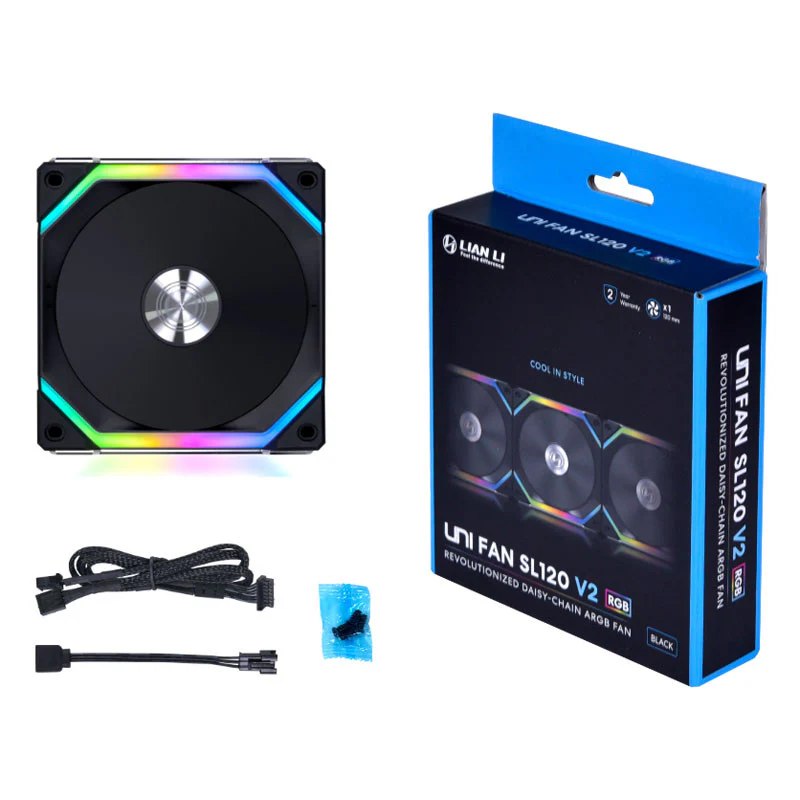 Lian Li UNI FAN SL V2 120 RGB-PWM-Lüfter. Schwarz – 120 mm. 28 mm Rahmen