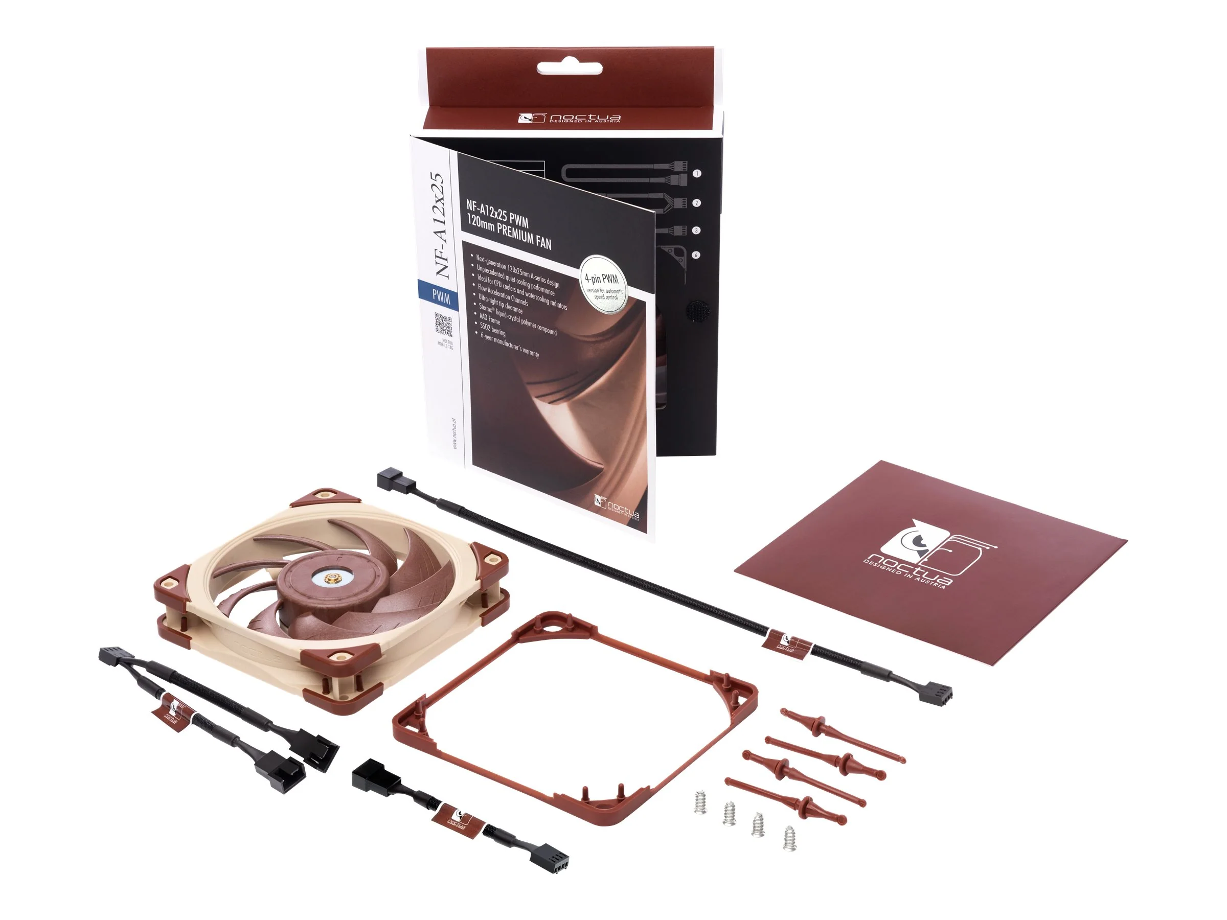 Noctua NF-A12x25 PWM Lüfter 1er-Pack Braun Weiß 120 mm