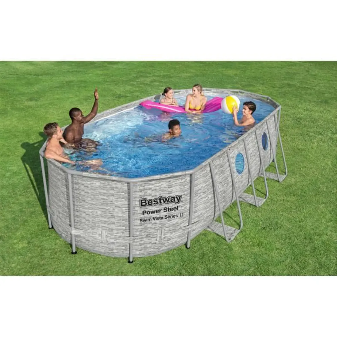 Above Ground Pool Kit - BESTWAY - Power Steel - 549 x 274 x 122 cm - Oval (With filtration pump.ladder.cover) - Online Shop