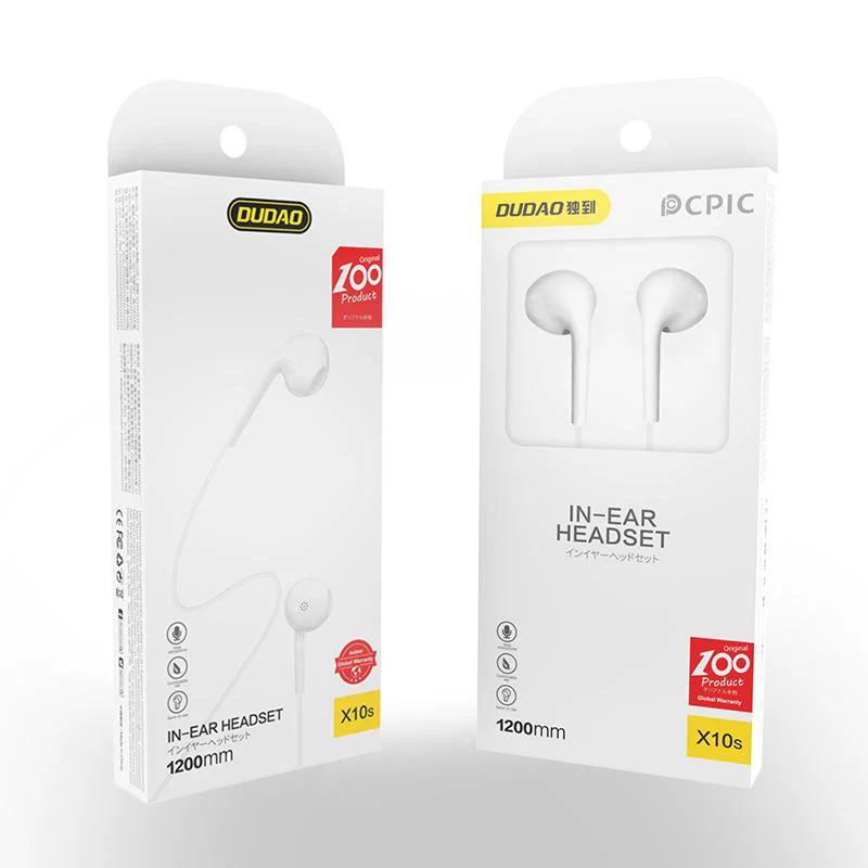 Dudao X10S in-ear headphones 3.5mm Jack 1.2m hvid