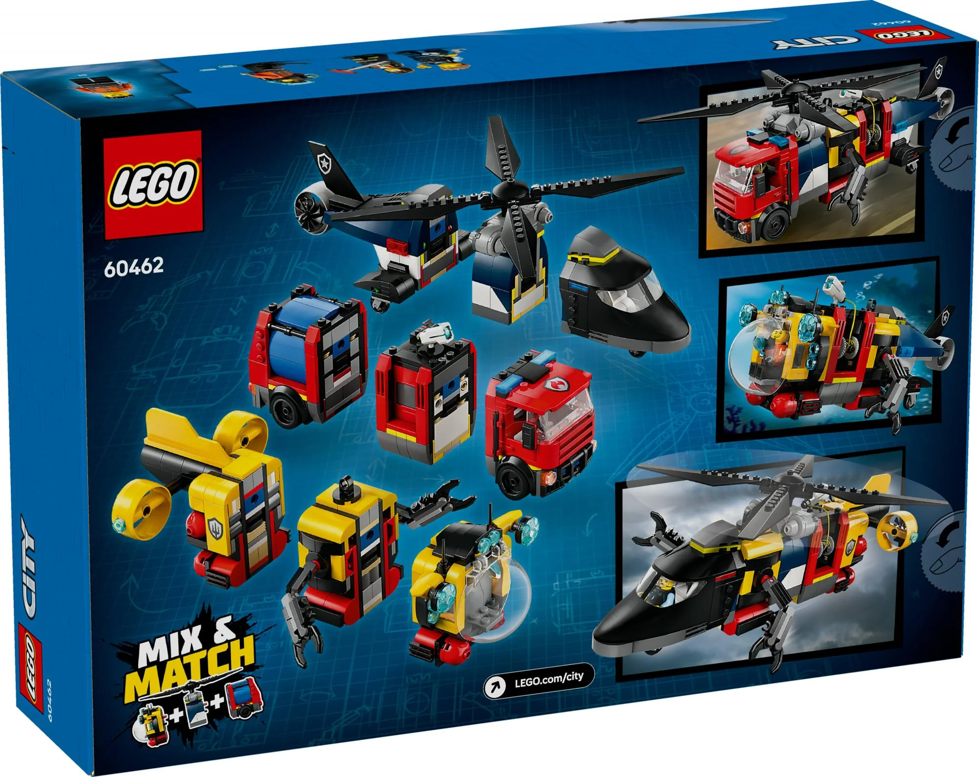 LEGO 60462 City Combination Set with Helicopter. Fire Truck and Submarine