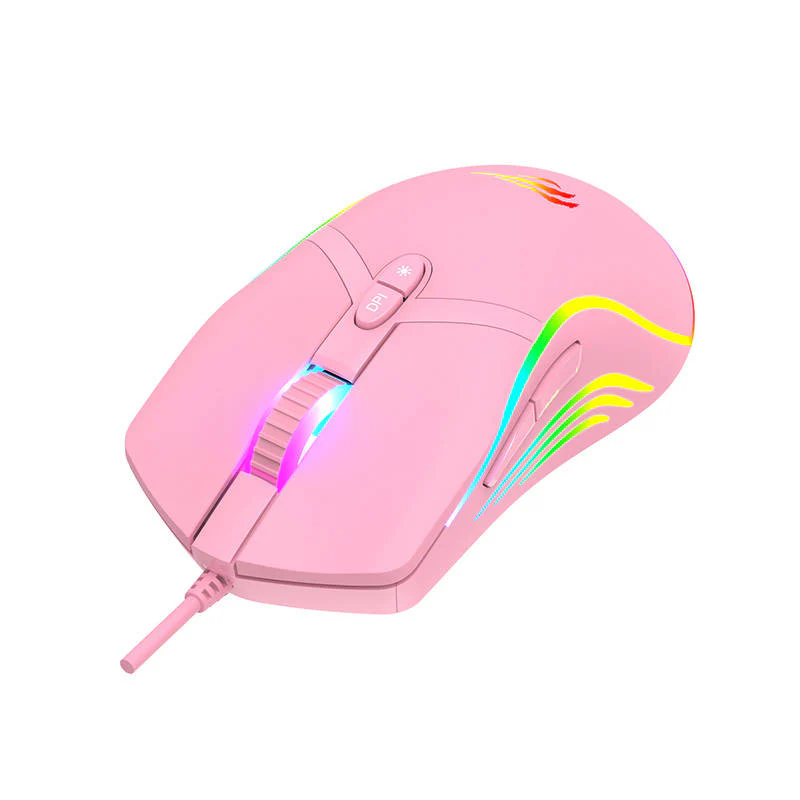 Gaming mouse Havit MS1026 RGB 1000-6400 DPI (pink)