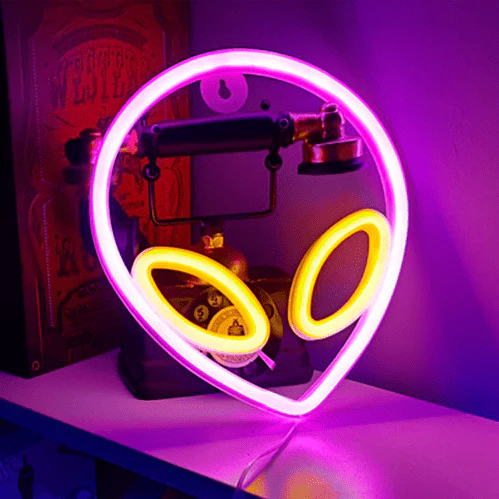 Alien Neon LED Lampe Gule 脴jne