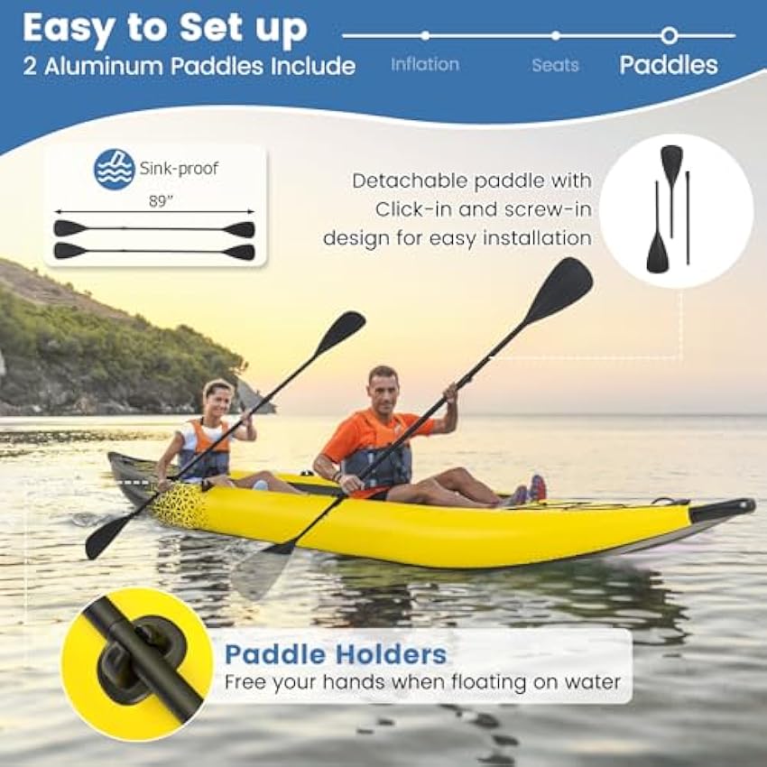 S AFSTAR Inflatable Kayak.2 Person Canoe with 507 lbs Capac
