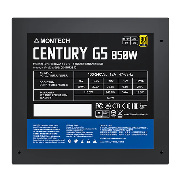Montech CENTURY GOLD G5 850W. ATX 3.0