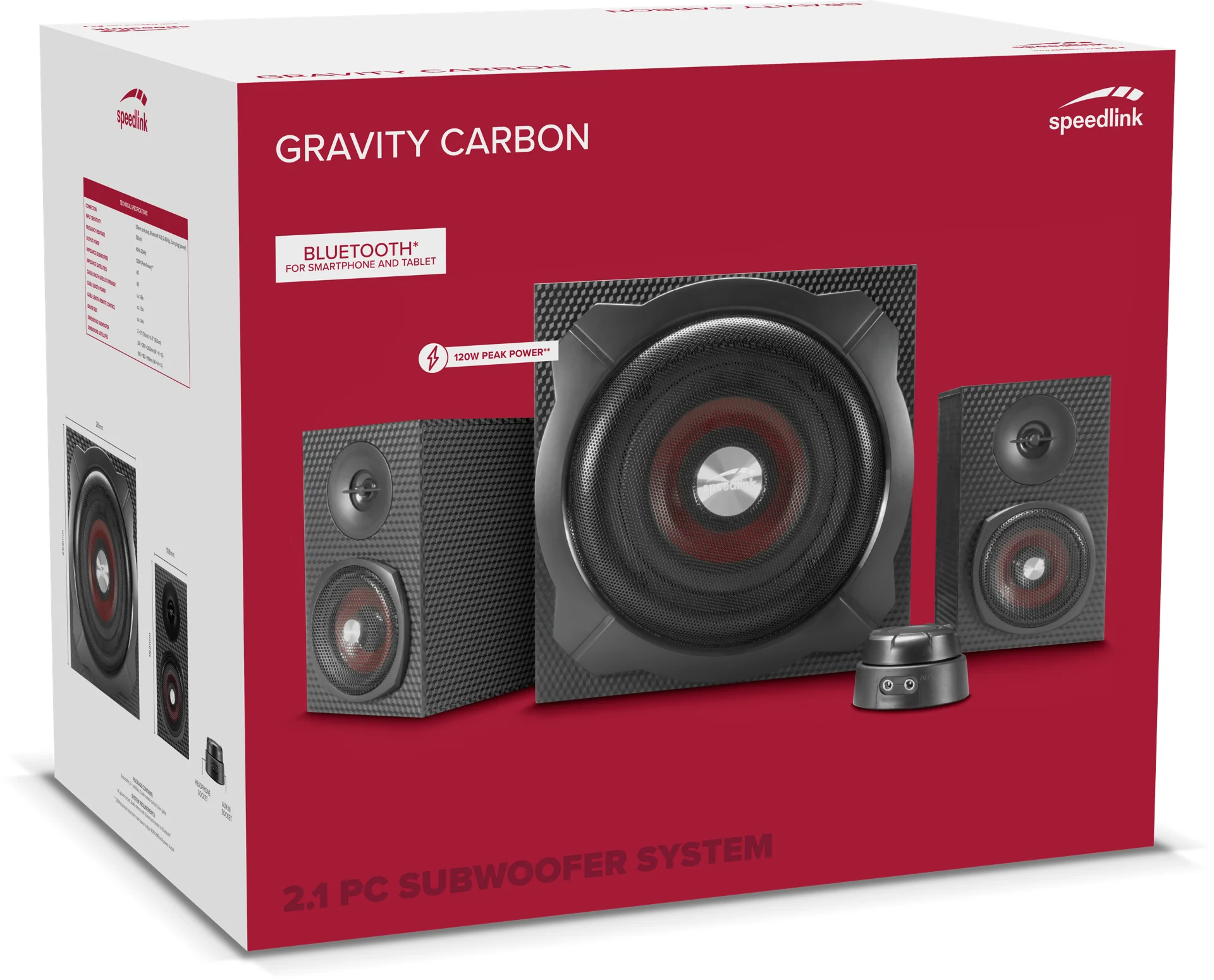 Speedlink - GRAVITY CARBON 2.1 Lautsprechersystem. Schwarz