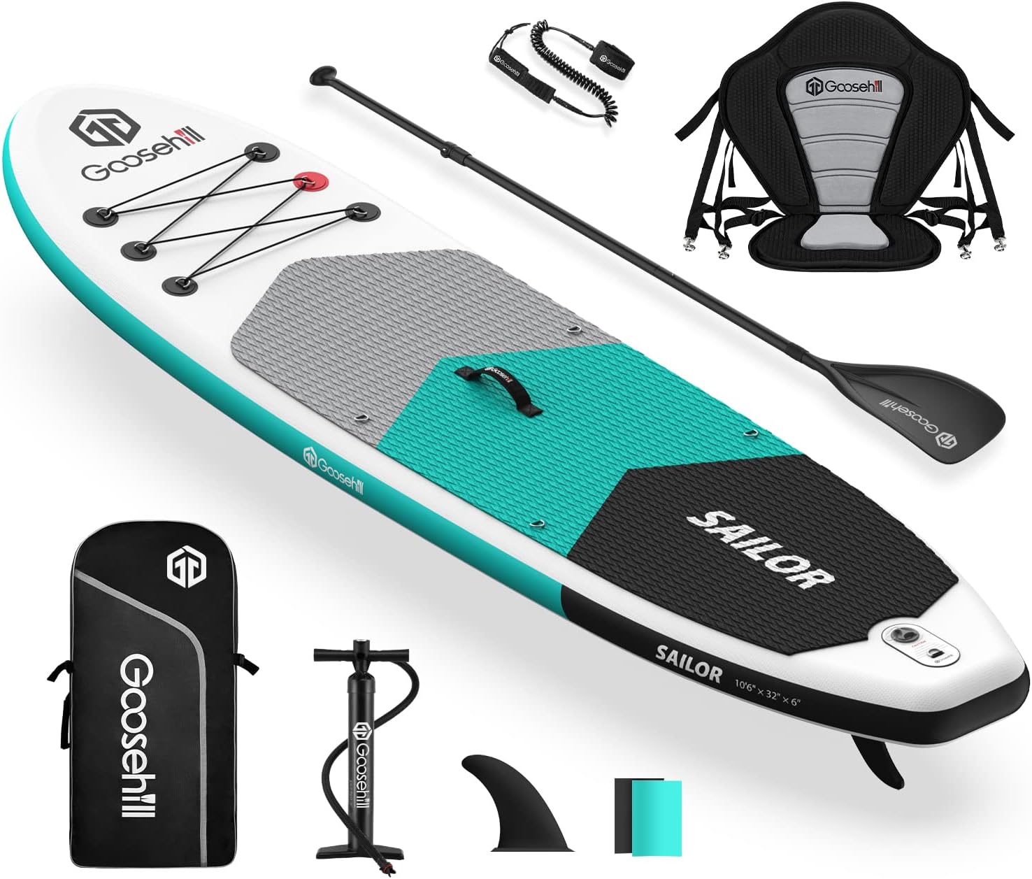 Goosehill Inflatable Stand Up Paddle Board.Premium SUP Pack