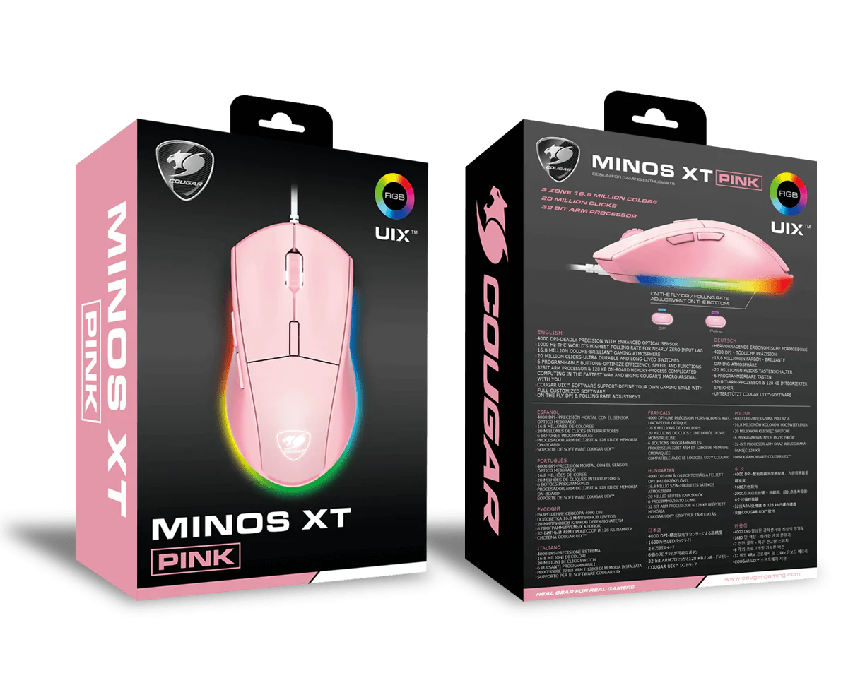 Cougar Mouse Minos XT Pink Gaming-Maus