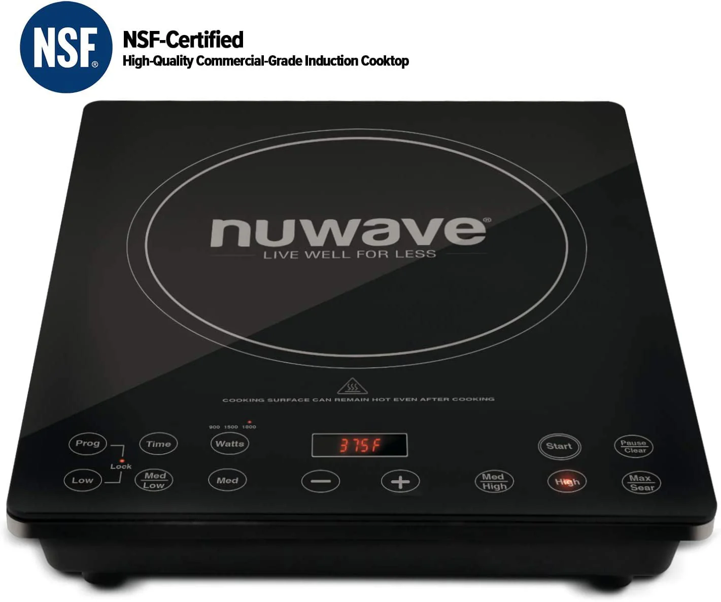 NuWave 1800w Precision Induction Cooktop 94 Temp Settings 100��F - 575��F in 5��F Portable Pro Chef Commercial-Grade NSF-Certified