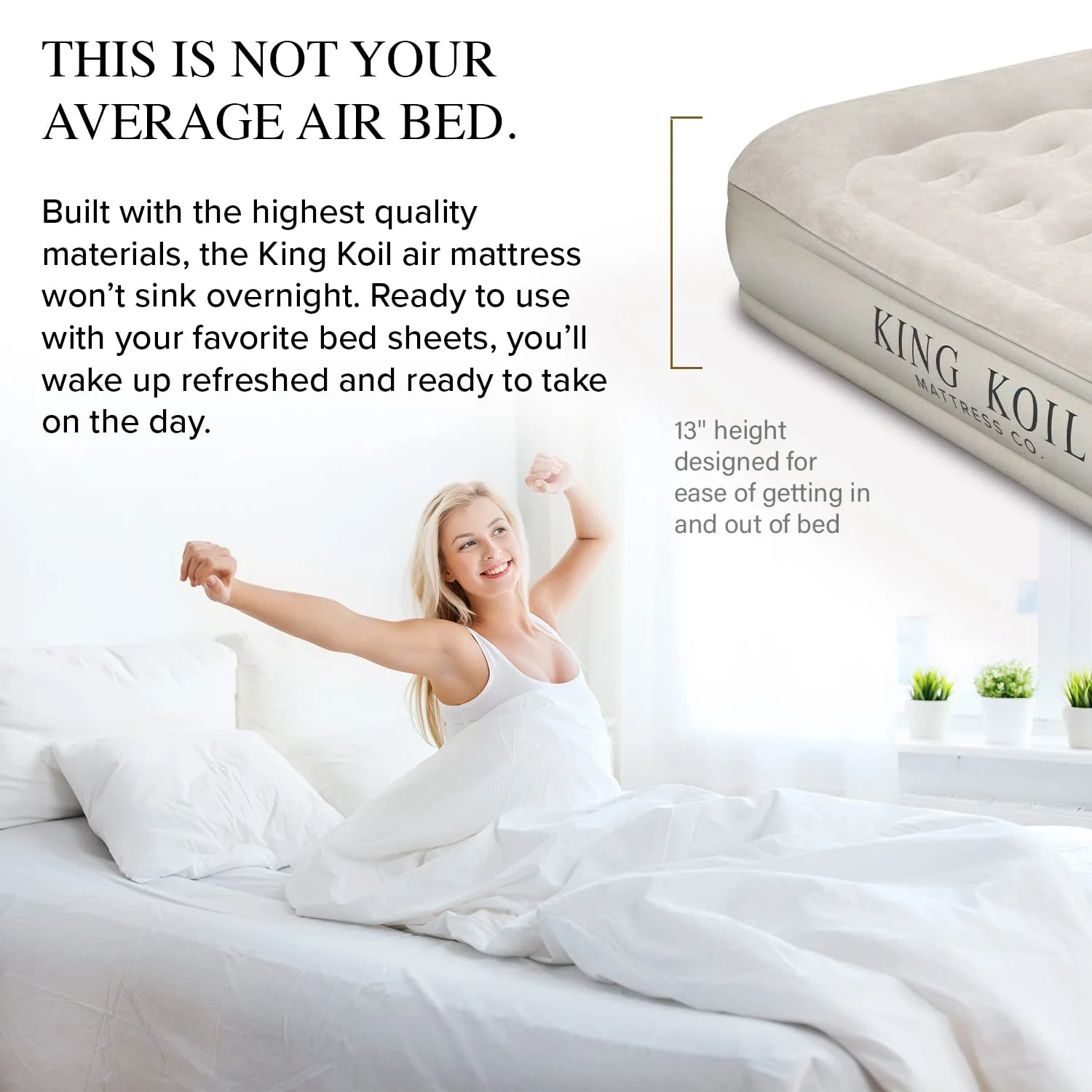 King Koil Luxury Queen Size Air Mattress with Built-in High-Speed Pump Best for Home, Camping, Guests, 13