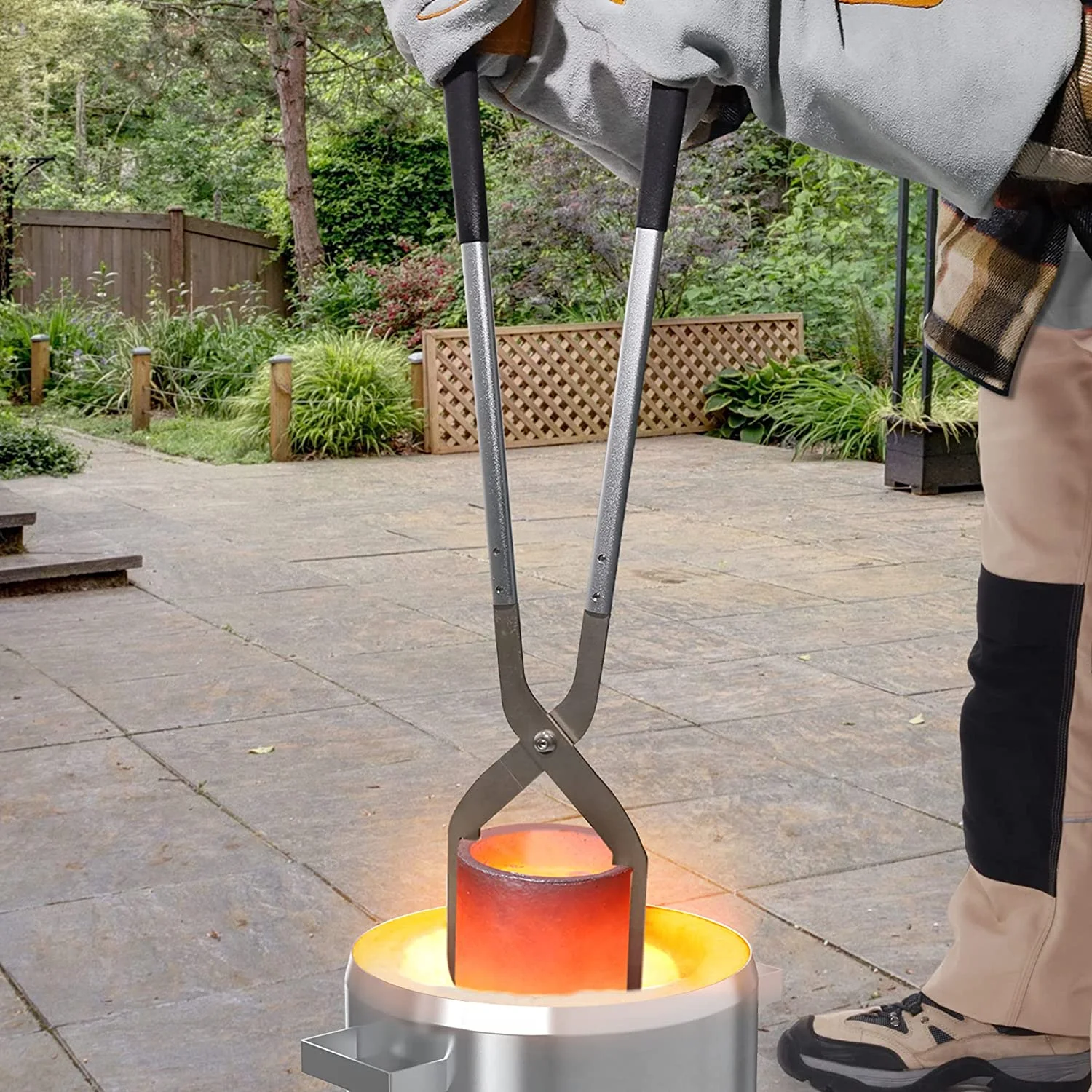 7KG Propane Melting Furnace Kit with Two Tongs and Crucible, All New Kiln Metal Foundry Furnace Smelting Gold Silver Copper Aluminum, Metal Recycle Home Smelting Casting Tool