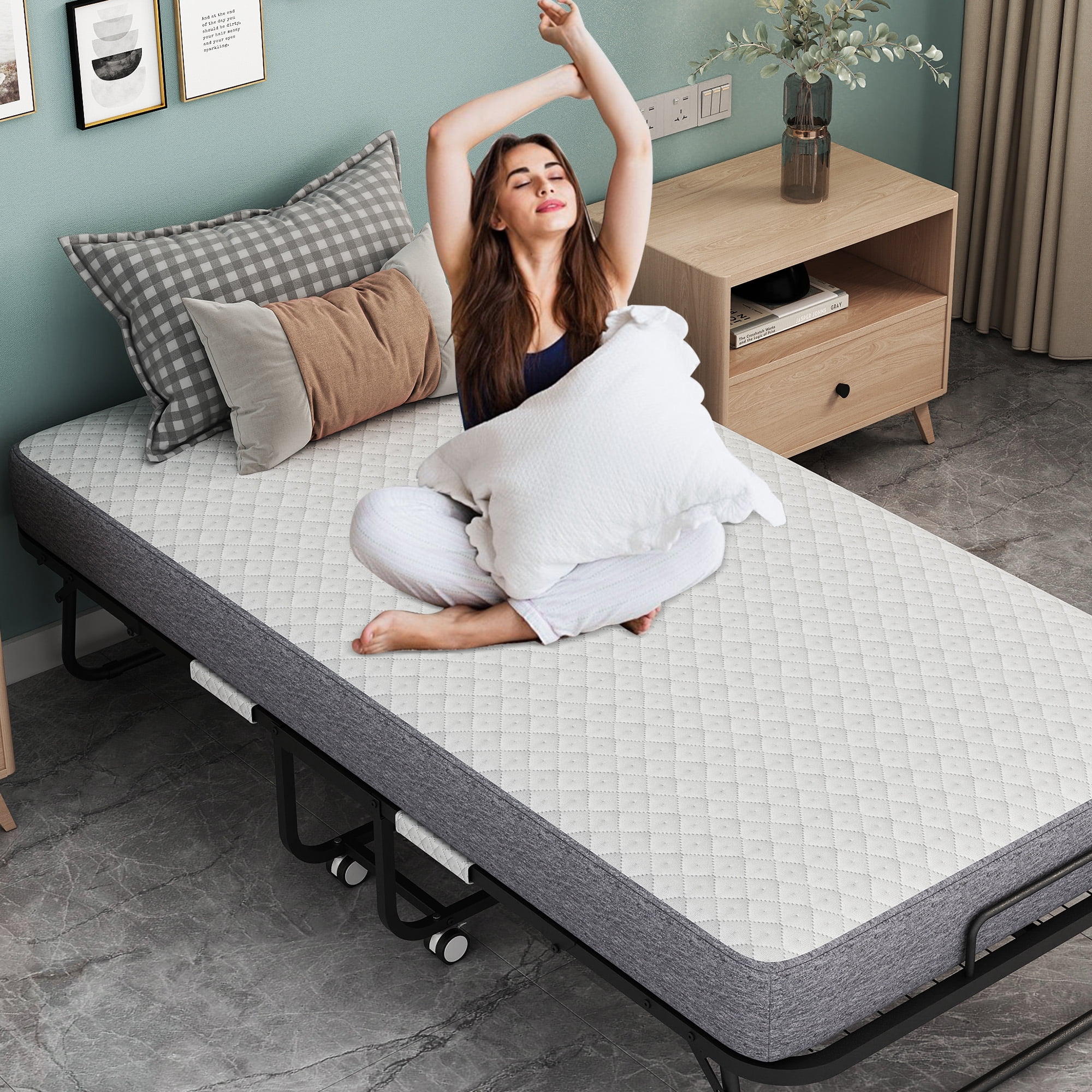 Folding Bed with Mattress 75