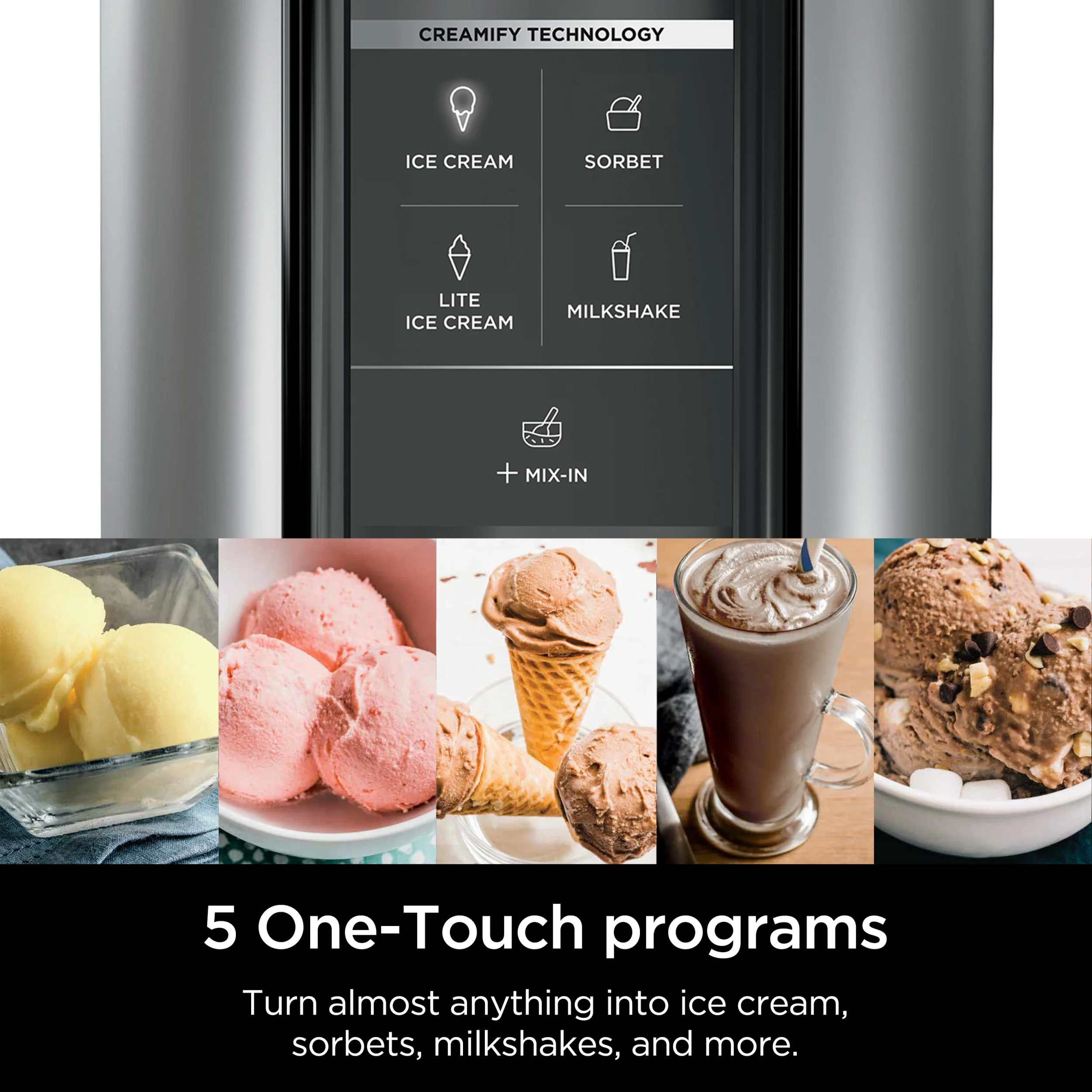 Ninja CREAMi Ice Cream Maker, for Gelato, Mix-ins, Milkshakes, Sorbet, Smoothie Bowls & More, 5 One-Touch Programs, with (2) 16 oz Pint Containers & Lids, Perfect for Kids, White, NC300WH