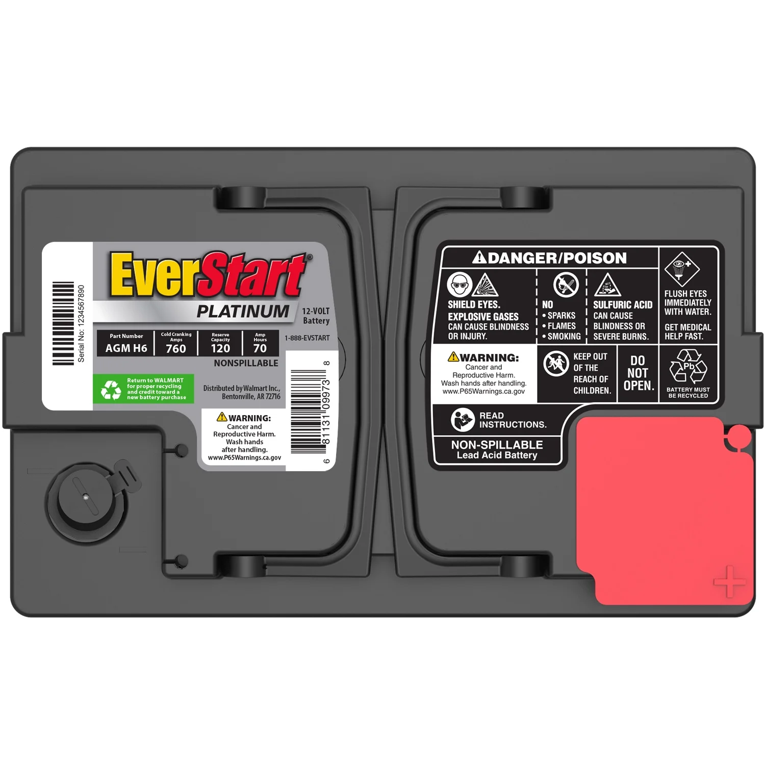 EverStart Platinum BOXED AGM Automotive Battery, Group Size H6 / LN3 / 48 12 Volt, 760 CCA