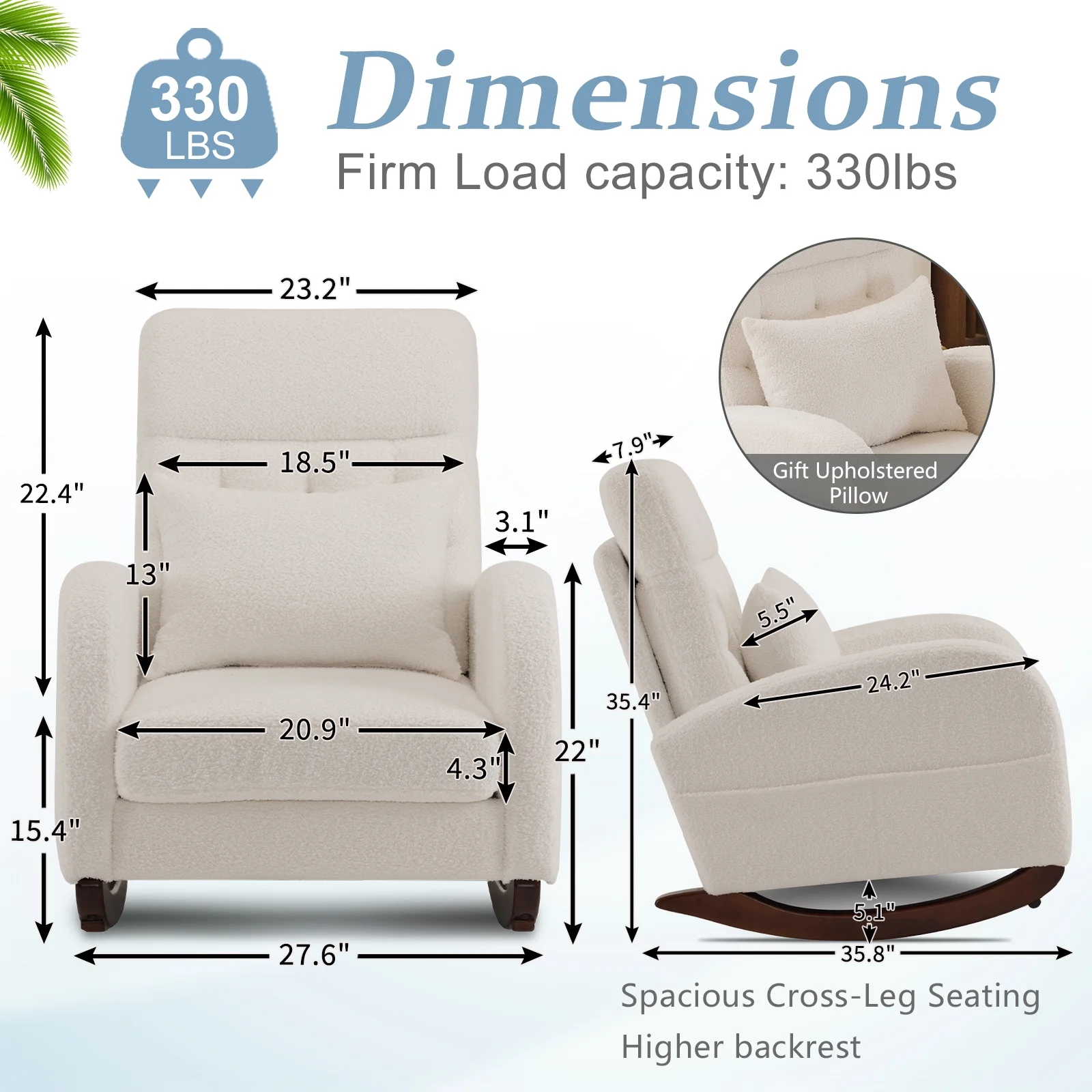 Ktaxon Rocking Accent Chair Glider Reading Chair Comfy Teddy Velvet Upholstered Single Sofa Rocker for Living Room, Nursery, Bedroom Beige