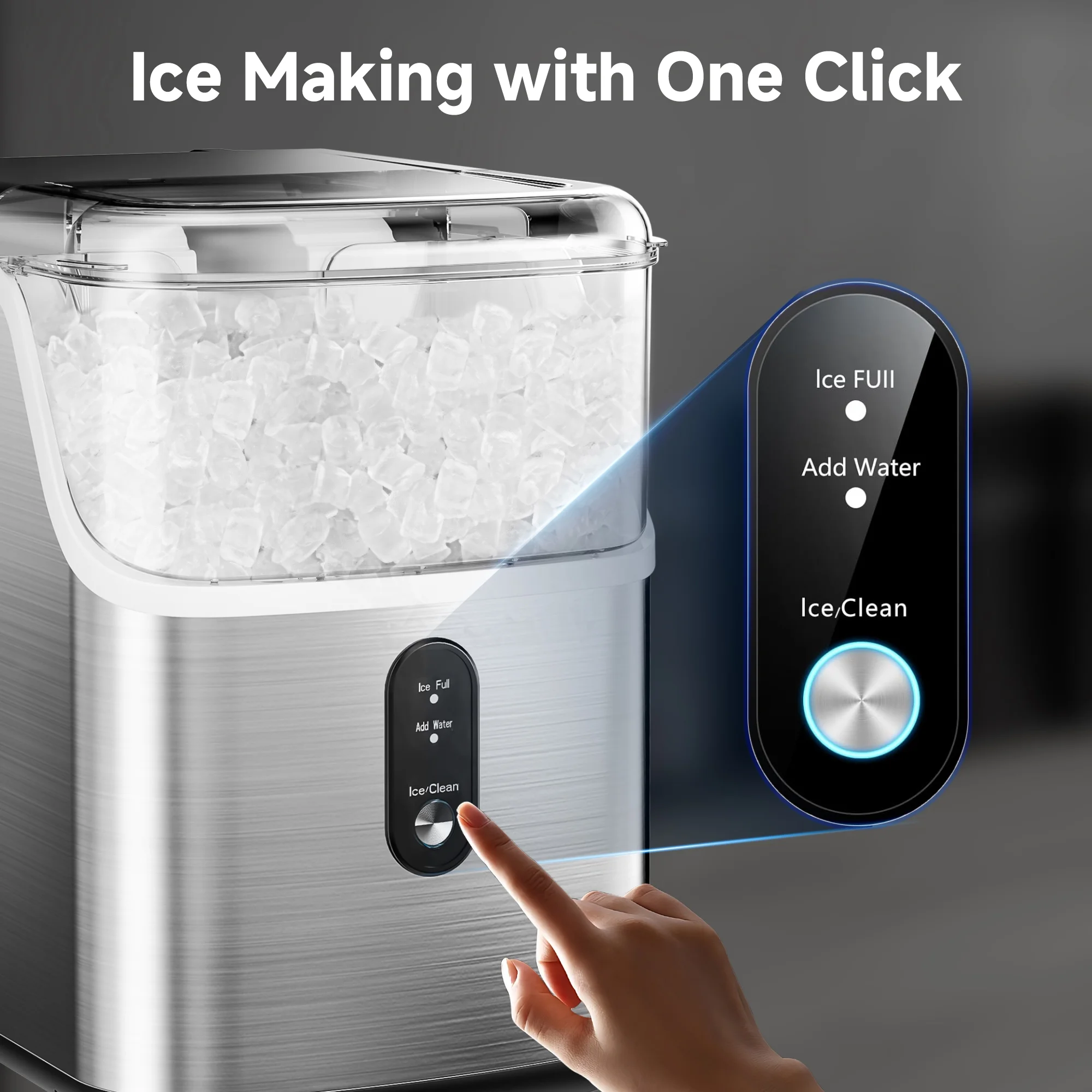 EUHOMY 34.5 lbs Nugget Ice Maker Portable Countertop, Ice Maker Machine with Self Cleaning