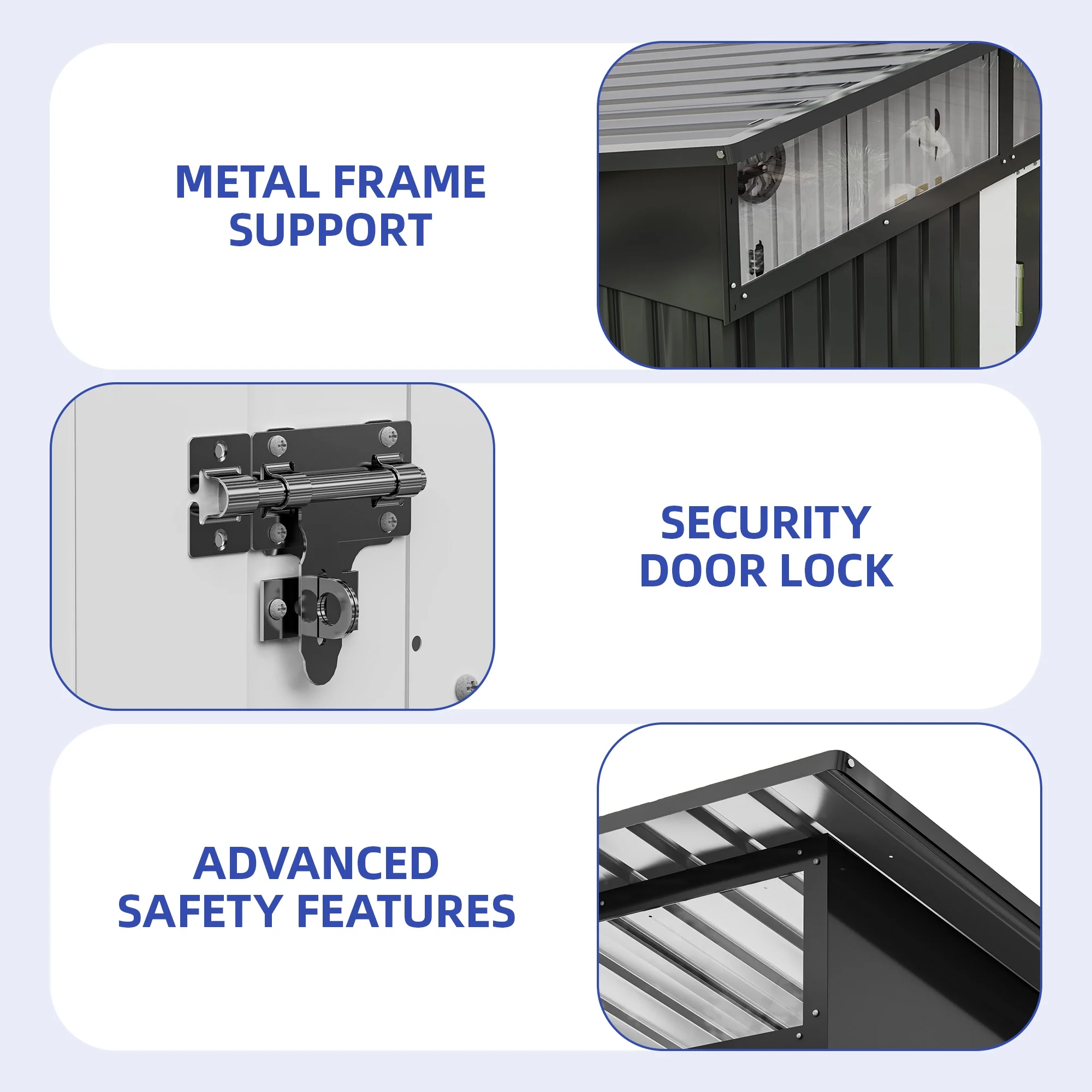 Uforic 9x4 FT Outdoor Storage Shed with Acrylic Windows, Secure Access Lock for Bike Garden Patio Dark Gray