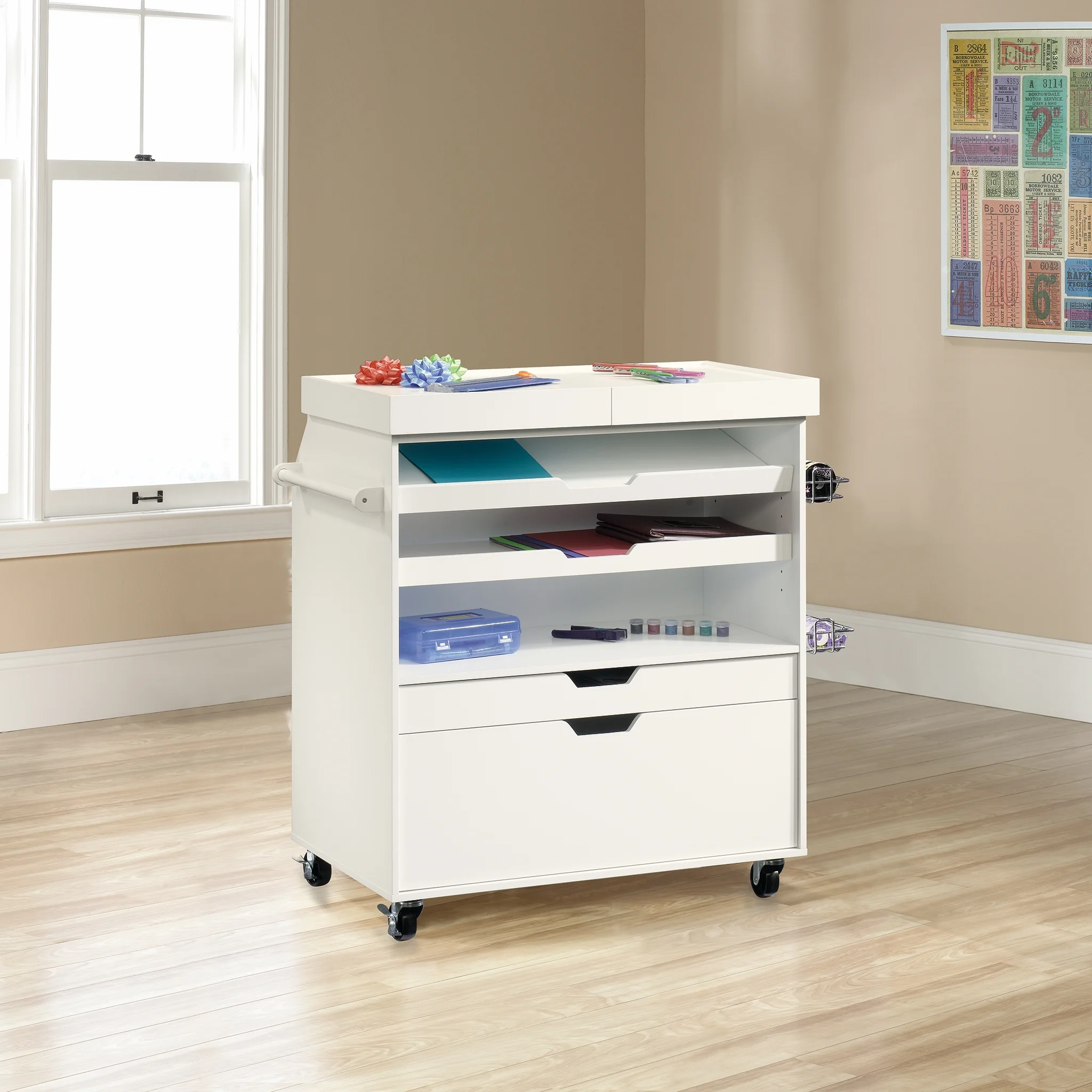 Sauder Select Craft Storage Cart, White Finish